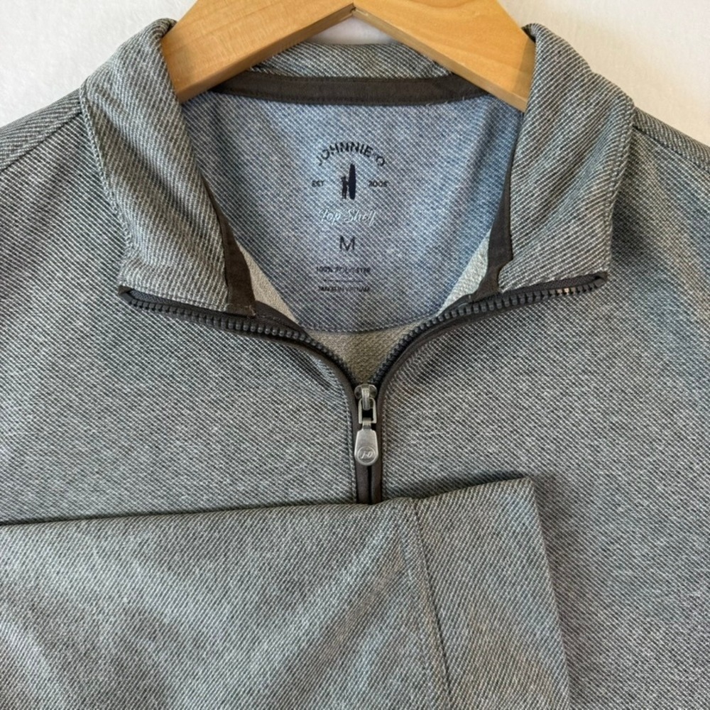 Johnnie-O Top Shelf Mens Medium Grey Heathered Quarter Zip Pullover Golf Shirt